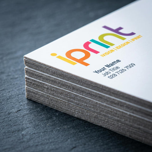 Close-up of business cards printed by Iprint & Design, Derry