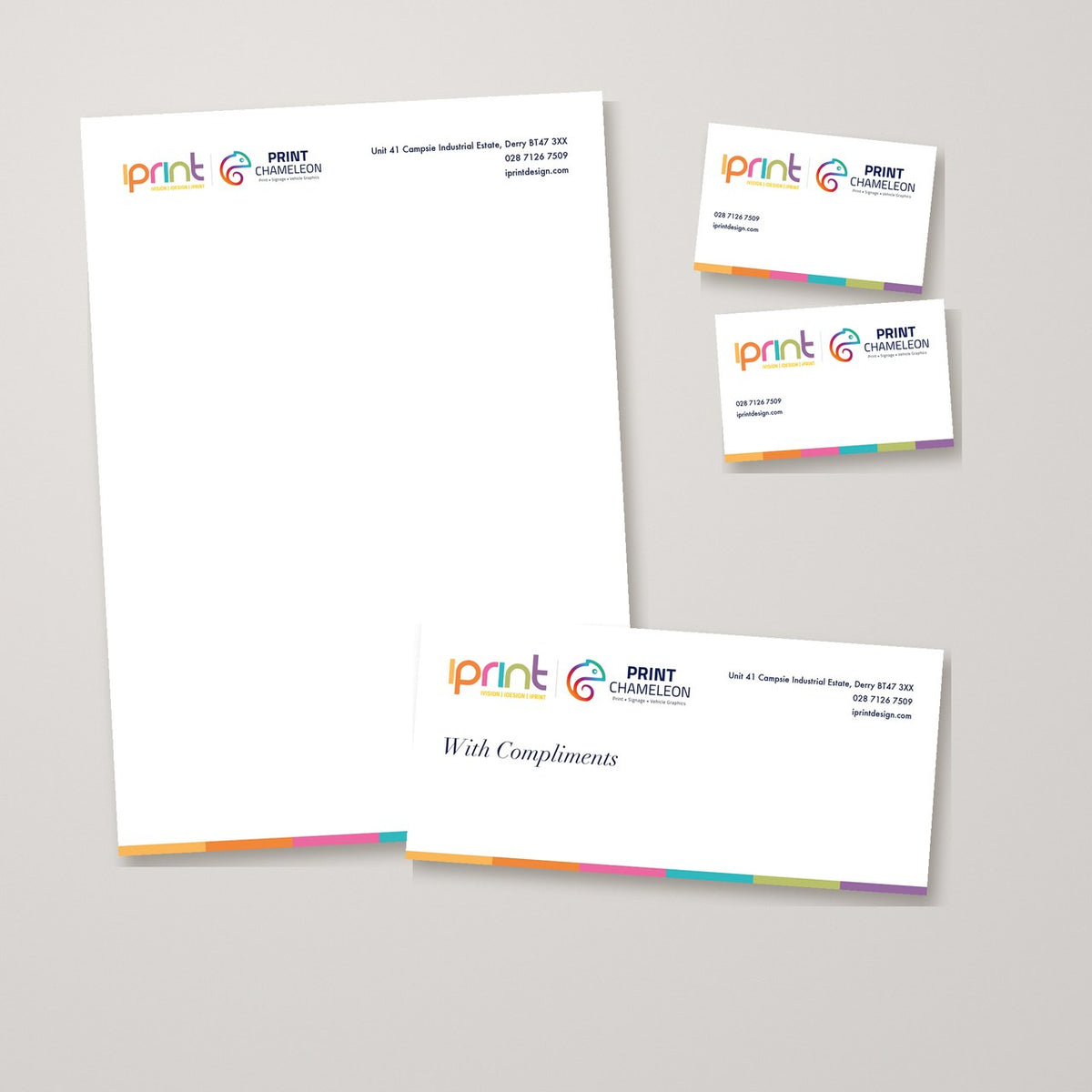Matching letterhead, compliment slip and business cards