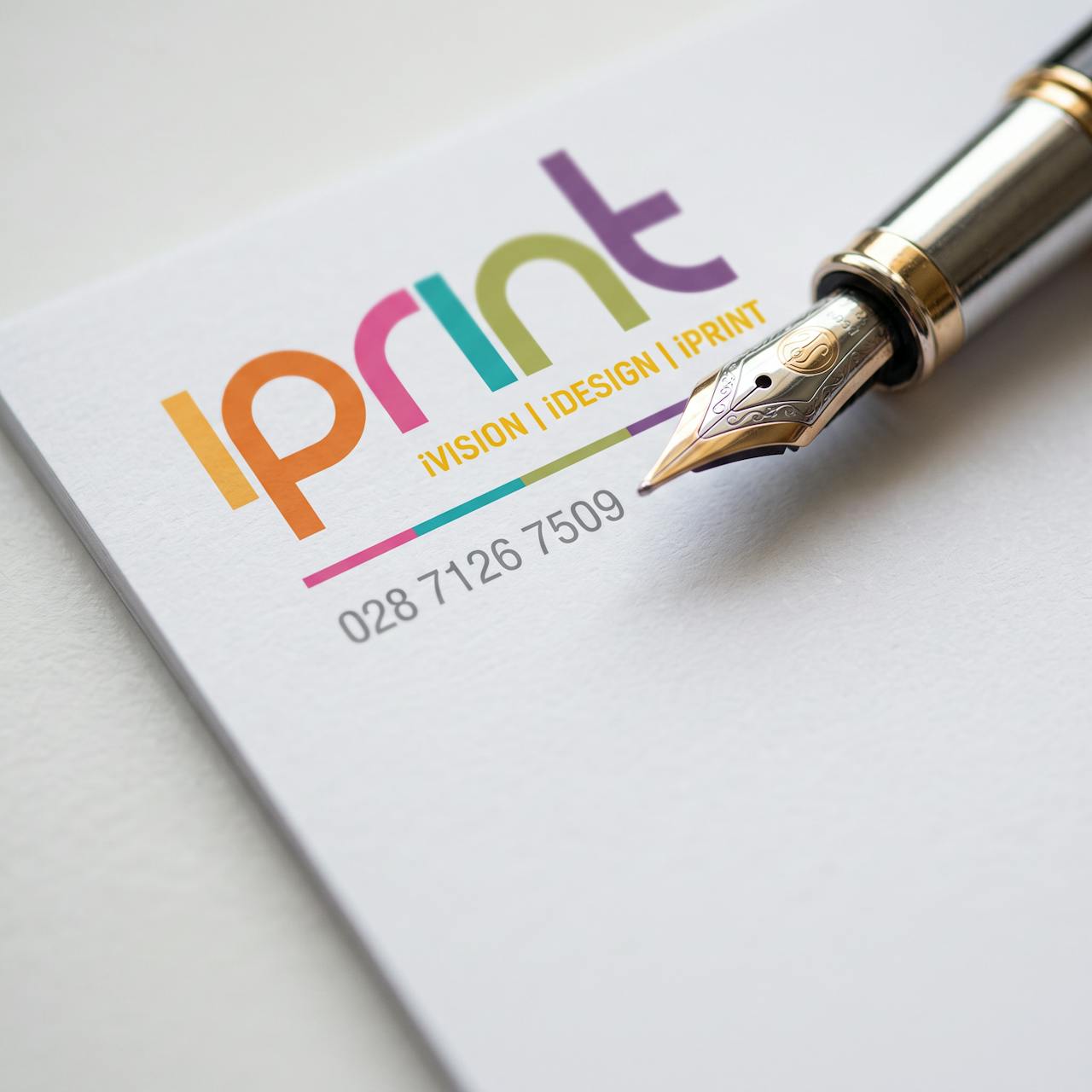Close-up of A4 letterheads printed by Iprint & Design, Derry