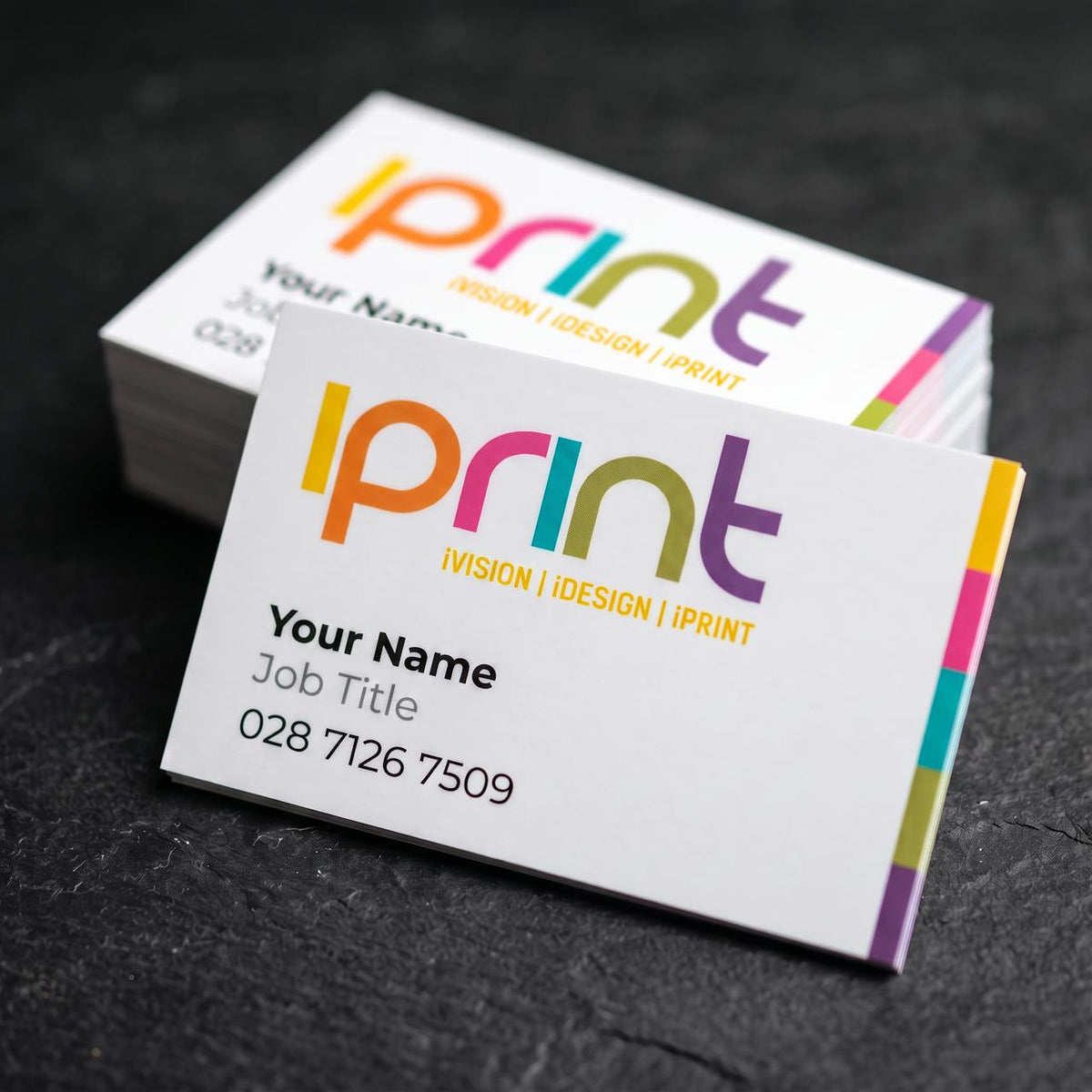Laminated business cards printed by Iprint & Design, Derry