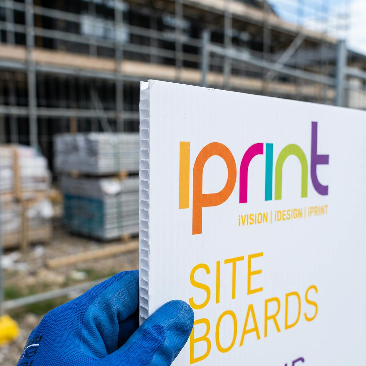 Close-up of Correx signs printed by Iprint & Design, Derry