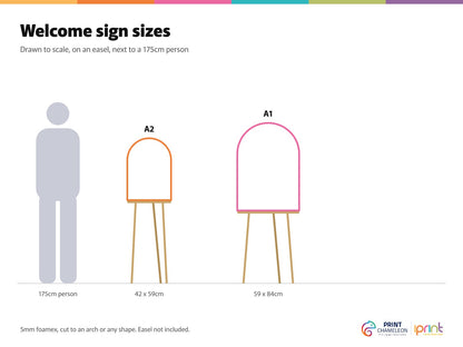 Size guide, drawn to scale next to a 175cm person